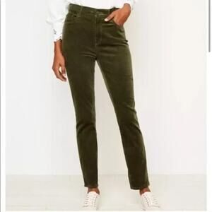Ann taylor 8 / 29 olive green velvet crushed corduroy pants high waist skinny